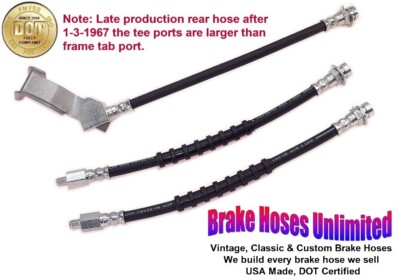 BRAKE HOSE SET Ford Custom 1967 Late, With WER rear axle - Front Drum