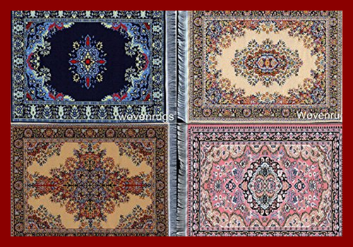 Set Of 4 Unique Fab NAVY W Flower Patter 6