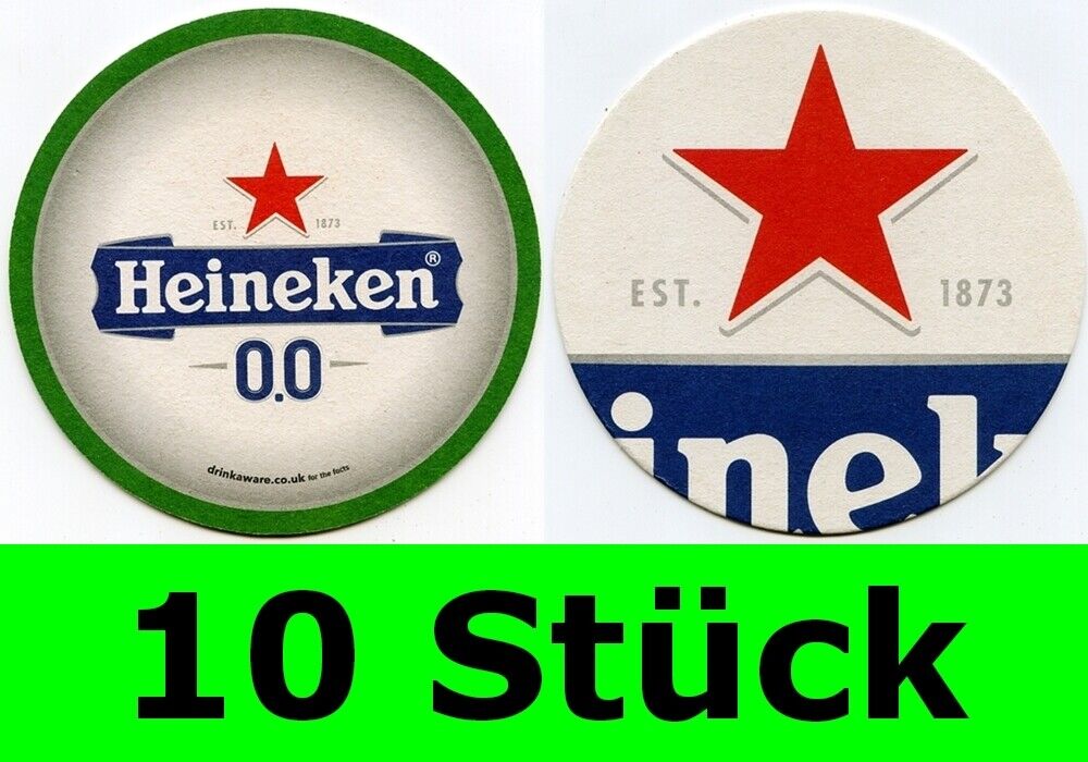 10 Stück Bierdeckel Heineken 0.0 Alkoholfrei 0,0% für Party Bar Theke Tresen