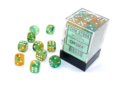 Кубик для игры в шахматы Chessex Nebula Spring/белый 12 мм d6 (36 кубиков)