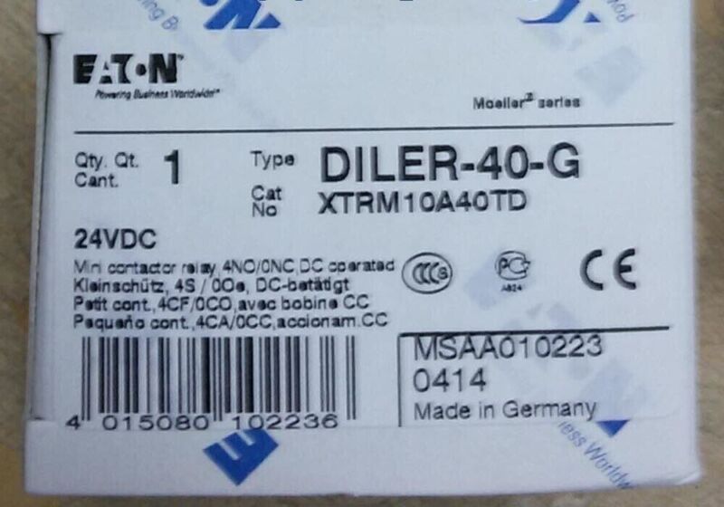NEW EATON MOELLER DILER-40-G(24VDC) contactor