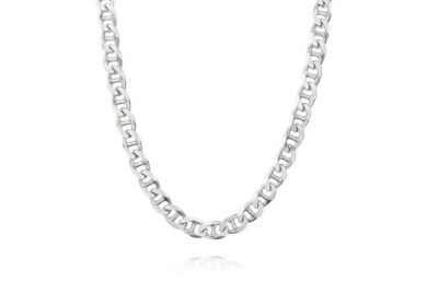 925 Sterling Silver 4.5MM Italian Flat Mariner Link Chain Necklace, Anchor, Gift