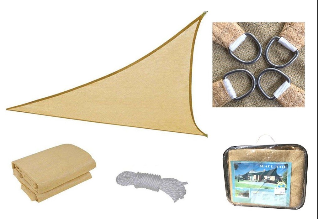 Tenda a Vela Ombreggiante Triangolare Sand Parasole 5x5x5mt Ombra Veranda val