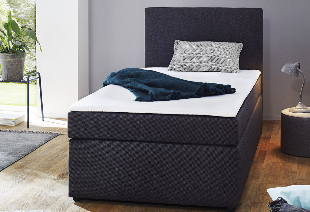Boxspringbett BX 830 LF 120x200cm schwarz Bonellfederkern Matratzen incl. Topper