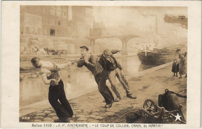 Cpa A.V. Fournier Le Coup De Collier Canal St-Martin Salon De Paris (48337)