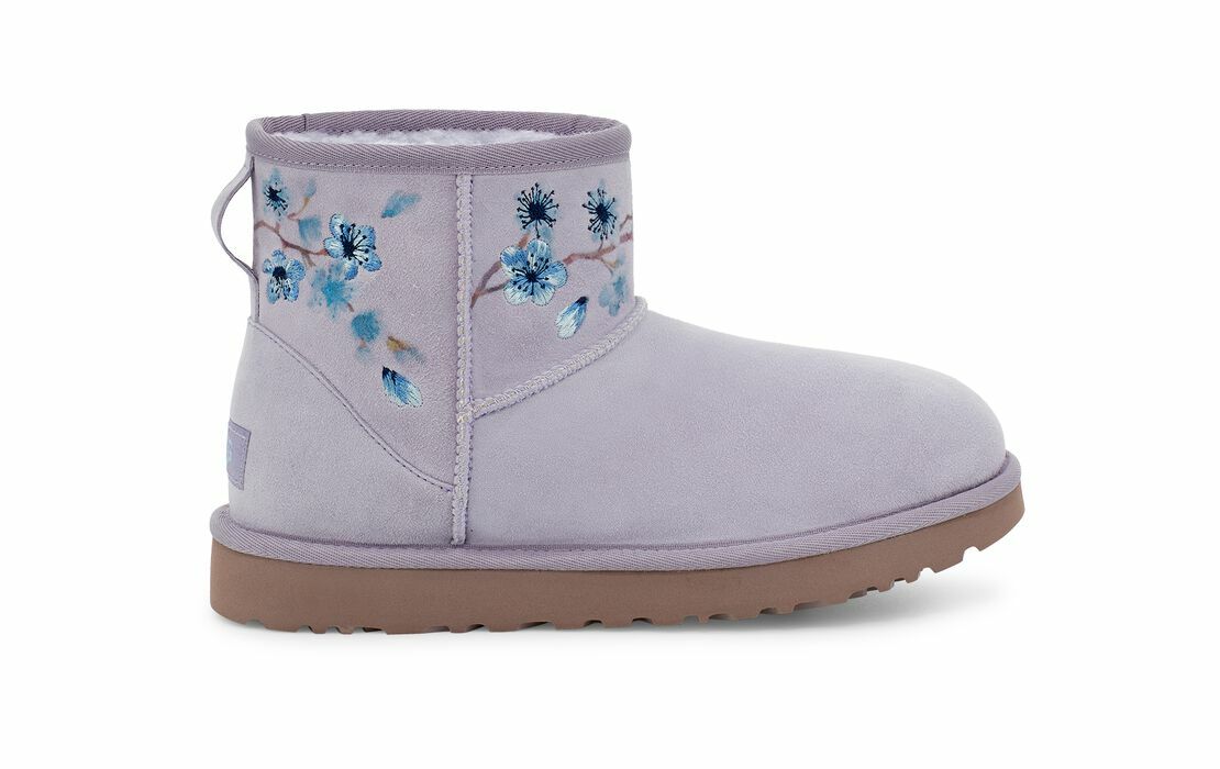 UGG CLASSIC MINI BLOSSOM FRESH FLORAL PRINT AND EMBROIDERY