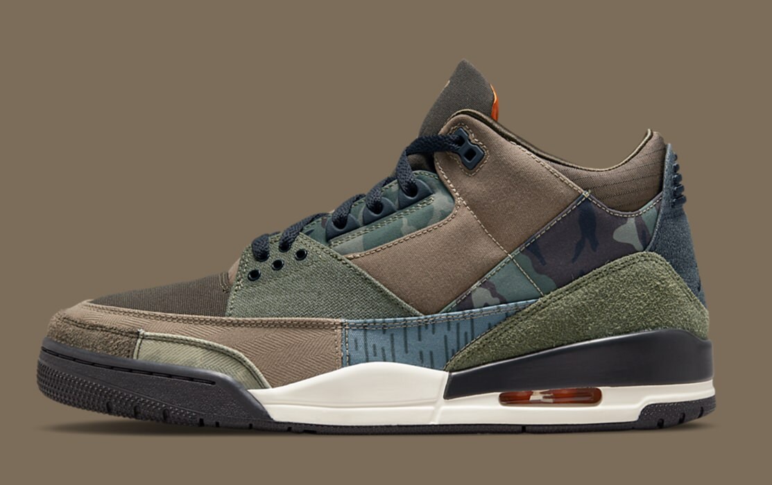 

Мужские кроссовки Nike Air Jordan 3 Retro Patchwork DO1830-200 US6-12, Коричневый, Air Jordan 3 Retro