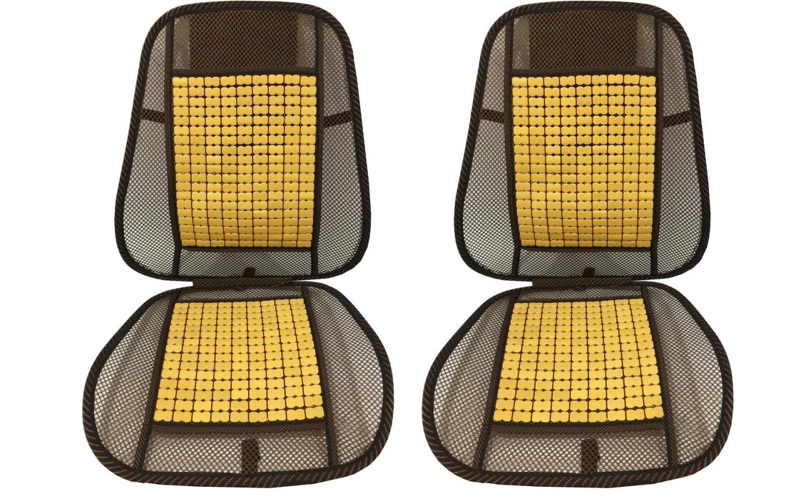 Set 2 Coprisedili Auto Universale Areato Bambù Legno Schienali Stop Sudore awe