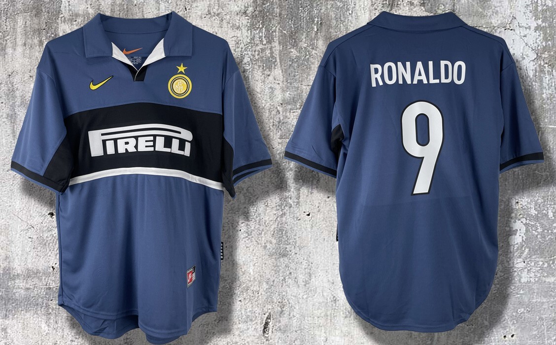 1997-1998 Inter Milan Ronaldo #9 Second Away Short Sleeve