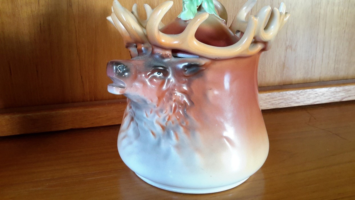 Antique Royal Bayreuth Art Nouveau Elk Humidor Tobacco Jar
