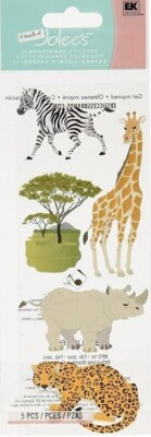Jolee's SAFARI ANIMALS Stickers LION TIGER ZEBRA HIPPO MONKEY GIRAFFE ELEPHANT