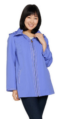 Dennis Basso Water Resistant Jacket with Striped Lining,Periwinkle ,Size S, $72