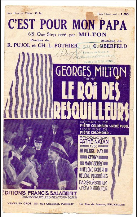 Partition C'Est Pour Mon Papa De RenÃ© Pujol, Ch. L. Pothier Et C. Oberfeld  1930