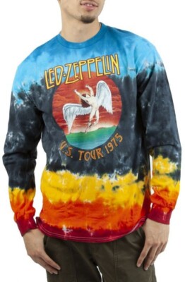 Led Zepplin Icarus US Tour 1975 Long Sleeve Tie Dye T-Shirt Men's 2XL