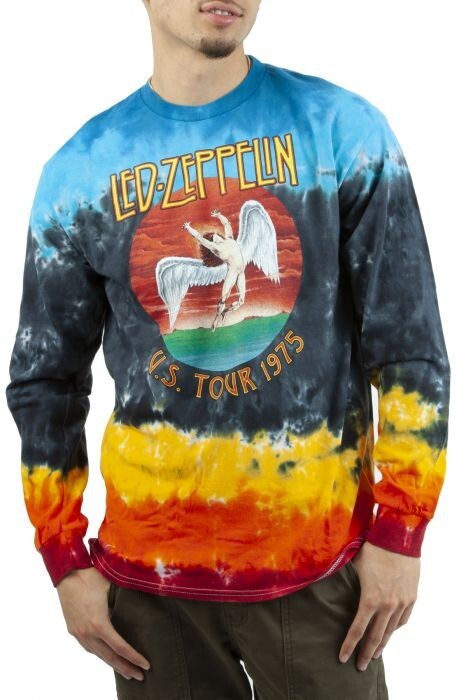 Мужская хлопковая футболка с длинным рукавом Tie Dye от Led Zepplin Icarus US Tour 2XL 1975 года выпуска.