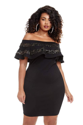 Fashion to Figure Women's Plus Size Aubree Lace Ruffle Bodycon