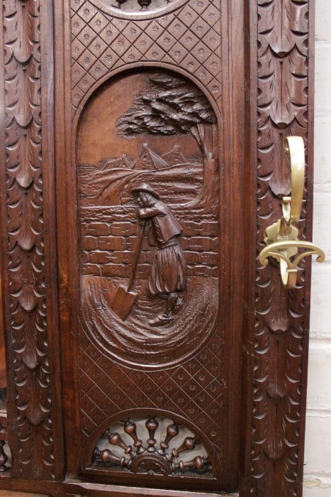 Nice Larger Sized French Breton Hall Rack, Oak, 19th Century