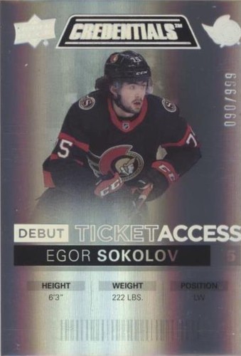 2021-22 Upper Deck Credentials - Egor Sokolov #104