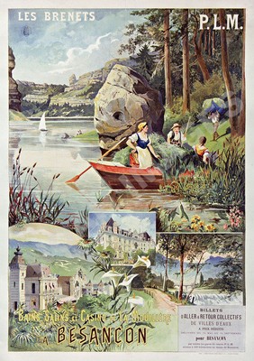 Besancon Les Brenets vintage train travel poster repro 12x16