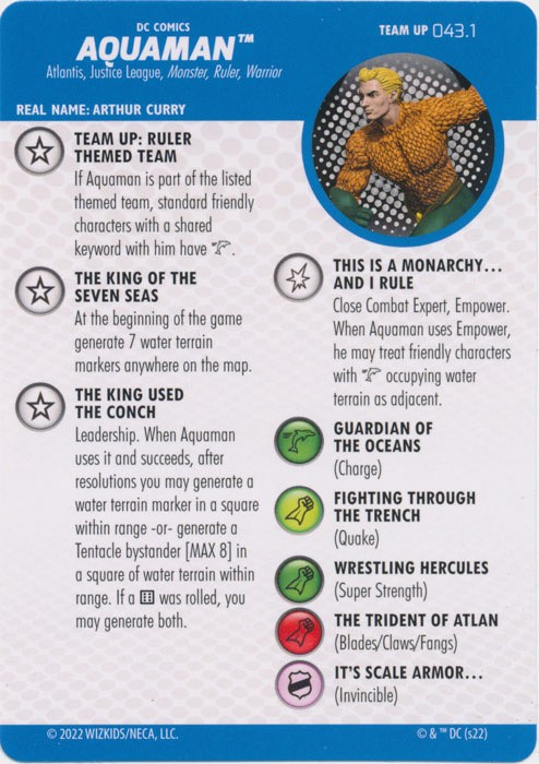 DC Heroclix Batman Team Up Card : Aquaman - 043.1