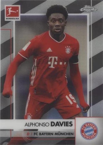 2020-21 Alphonso Davies U-23 Merlin Chrome Blue w/ Auto #/50 PSA9