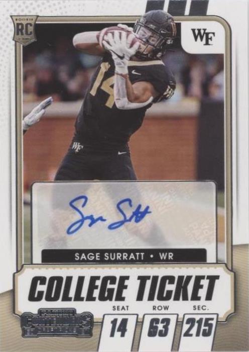 2021 Panini Contenders Draft Picks Sage Surratt #149