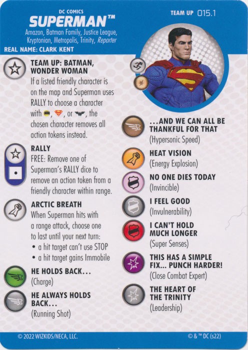DC Heroclix Batman Team Up Card : Superman - 015.1
