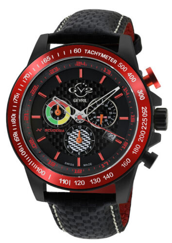 Pre-owned Gv2 By Gevril Men's 9925 Scuderia Multifunction Chronograph Swiss Leather Watch