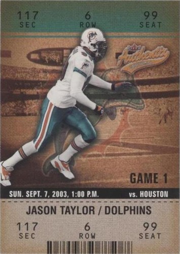 2003 Fleer Authentix Jason Taylor #14