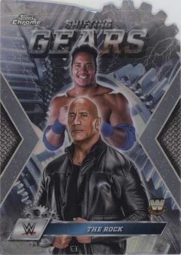 2025 Topps Chrome WWE Blue Geometric Refractor #10 The Rock