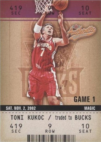 2002-03 Fleer Authentix - Toni Kukoc #96