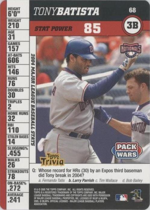 2005 Topps Pack Wars - Tony Batista #68