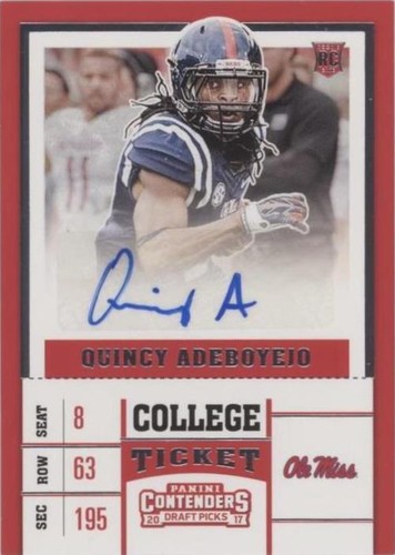 2017 Panini Contenders Draft Picks Quincy Adeboyejo #172