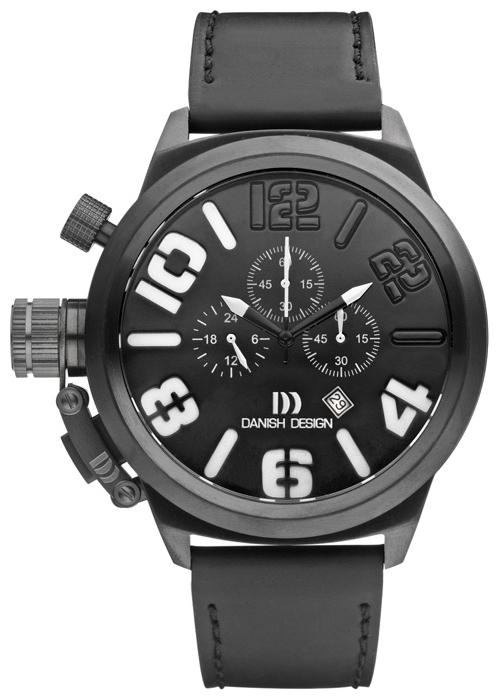 Pre-owned Danish Design Iq14q917 50mm Chronograph Stainless Steel Leather Men's Watch