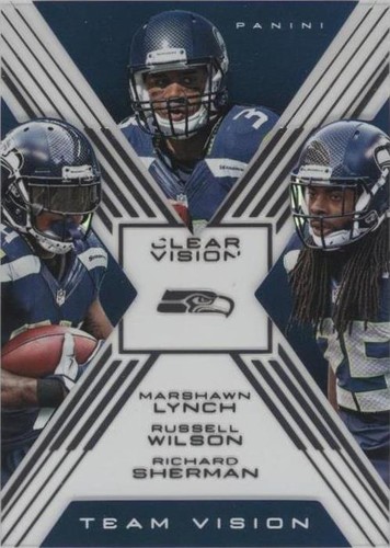 2015 Panini Clear Vision Marshawn Lynch Richard Sherman Russell Wilson #TV-24