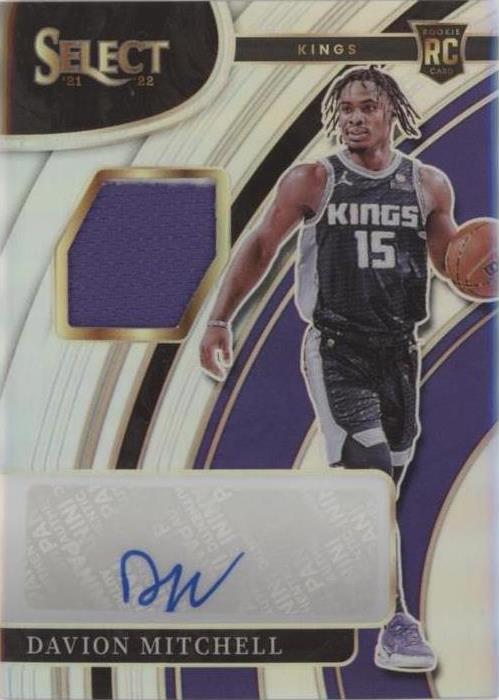 2021-22 Panini Select - Rookie Jersey Autographs Silver Prizm #RJ-DML Davion Mitchell /199 (AU, MEM, RC)
