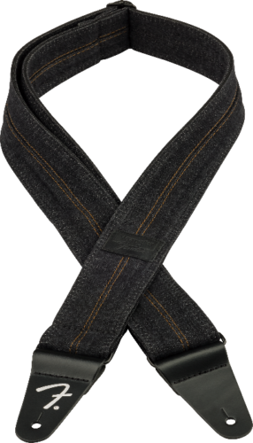 Fender x Wrangler Riveted Denim Guitar Strap, Washed Black S
