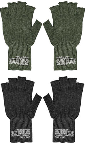 Fingerless Wool Gloves US Made Knit Ragg GI Tactical Military Army Outdoor Warm
