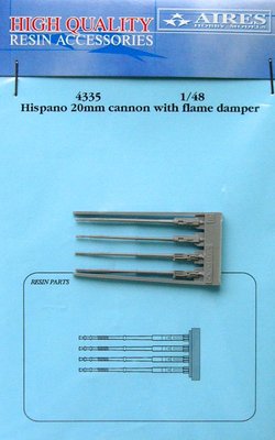 Aires 1/48 Hispano 20mm Cannons with Flame Dampers 4335