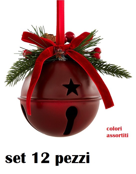 Decorazioni Natalizie Set 12 Pezzi Sonaglio Campanello Palline Albero Natale dfh