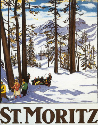 SAINT MORITZ SKI CROSS COUNTRY SKIING VINTAGE POSTER REPRO FREE SHIPPING