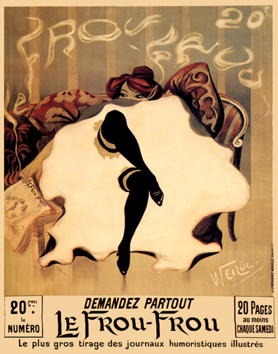 LE FROU FROU CANCAN DANCER NEWSPAPER SMOKING FRANCE VINTAGE POSTER REPRO FREE SH