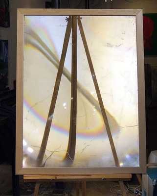 LARGE SPOT FRESNEL LENS FRAMED GPS second life restored imperfections 31" X 21"