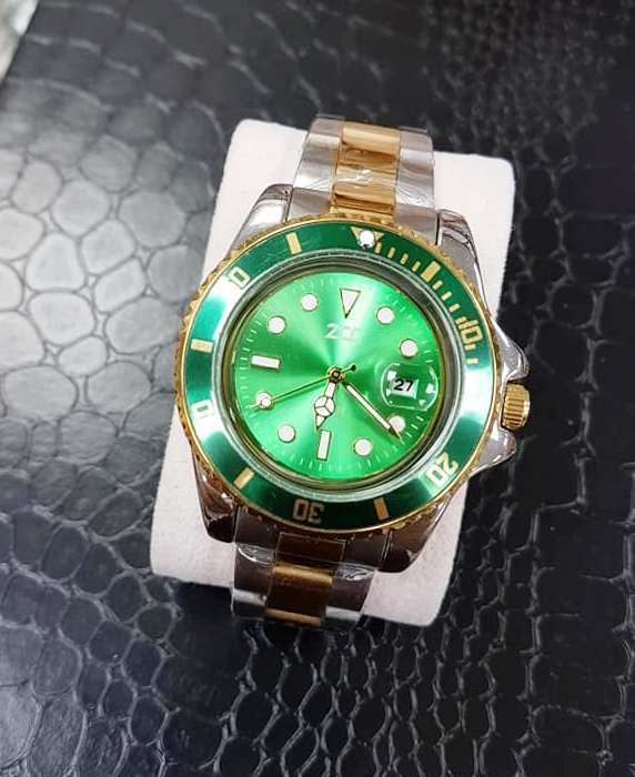 Orologio Da Polso Zcc Submarine Uomo Analogico Quarzo Data Oro Silver Verde lac