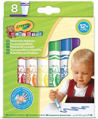 CRAYOLA Mini Kids Marqueurs Super Lavable 8 Pièces Bout Rond Couleurs Ass