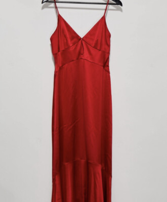 Jill Stuart Red Satin Gown Dress Assymetrical Size 0