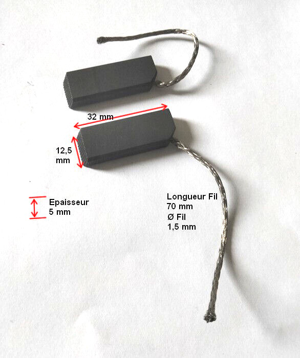 Charbon Moteur (X2) 5 X 12,5 X 32 Mm