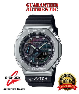 Pre-owned G-shock Casio  Gm2100rw-1a Rainbow Brick Wall Pattern Dial Black Band Watch