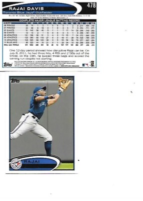 Rajai Davis 2012 Topps Baseball Card #478 Toronto blue Jays 2 card lot
