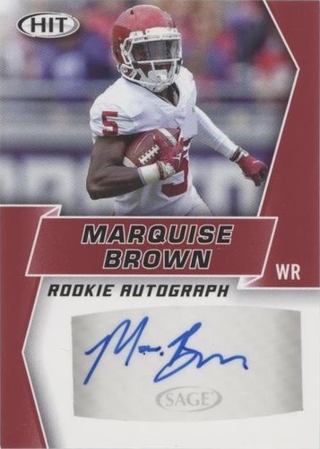 2019 Sage Hit Premier Draft Marquise Brown #A68